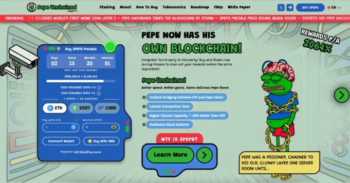 Pepe Unchained ระดม 30 ล้านดอลลาร์ ก่อนเข้าตลาดแลกเปลี่ยน