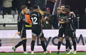 อาร์เซนอลถล่มเวสต์แฮม 5-2 ขึ้นที่สองพรีเมียร์ลีก