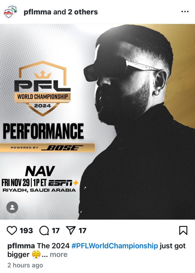 PFL โดนวิจารณ์หนัก หลังจัดคอนเสิร์ตแทนไฟต์ Bellator