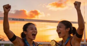 “ไบร์ท-เบส” ผงาดแชมป์เอเชียนเกมส์ คว้าทองประวัติศาสตร์วอลเลย์บอลชายหาดหญิงในรอบ 28 ปี
