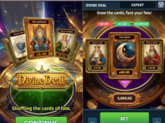 รีวิว Divine Deal เกมไพ่ทาโรต์จาก Crescendo Games RTP 98% แมกซ์วินสูงสุด x5,000 หน้าจอเกม Divine Deal จาก Crescendo Games