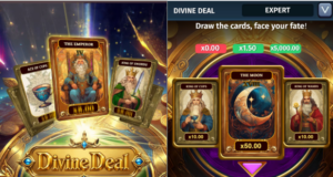 รีวิว Divine Deal เกมไพ่ทาโรต์จาก Crescendo Games RTP 98% แมกซ์วินสูงสุด x5,000 หน้าจอเกม Divine Deal จาก Crescendo Games