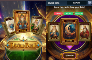 รีวิว Divine Deal เกมไพ่ทาโรต์จาก Crescendo Games RTP 98% แมกซ์วินสูงสุด x5,000 หน้าจอเกม Divine Deal จาก Crescendo Games