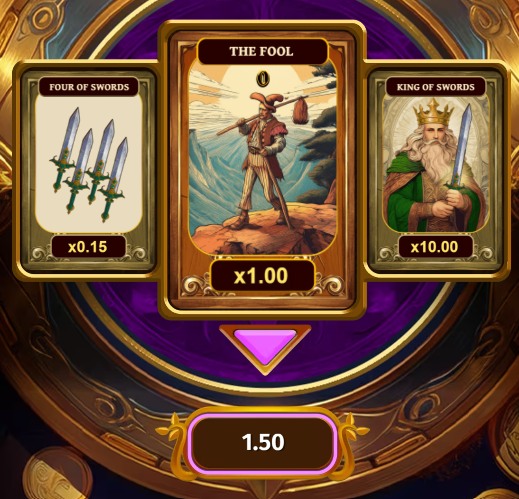 ไพ่ทาโรต์ 3 ใบในเกม Divine Deal